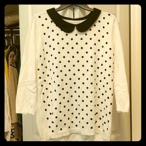 3/4th length Elle polka dot collared lined top!